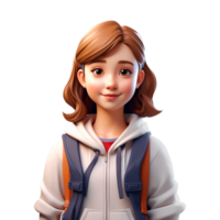 AI generated a girl in a hoodie and backpack png