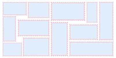 Postage stamps frame set. Vector empty postal stamps set