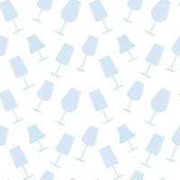 Vector wineglass seamless pattern. Different kinds of  wineglasses flat style pattern