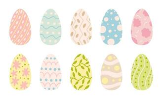 Easter eggs with ornament set. Vector Happy Easter eggs flat style set