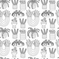 Different succulent plants doodle vector seamless pattern