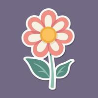 Flower cartoon illustration vector sticker design