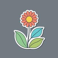 Flower cartoon illustration vector sticker design