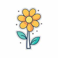 Flower cartoon illustration vector sticker design