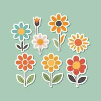 Flower sticker collection vector