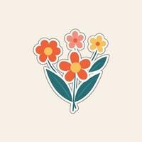 Flower cartoon illustration vector sticker design