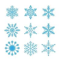 Collection of blue snow flakes vector set