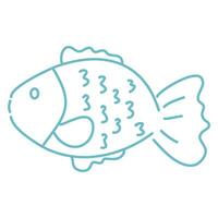 cute fish drawing printable coloring page vector
