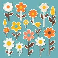 Flower sticker collection vector