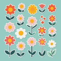 Flower sticker collection vector