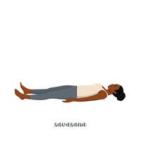 Woman doing Shavasana or Corpse Pose. Yoga Practice. vector