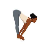 Woman doing standing half forward bend yoga pose. Ardha uttanasana. vector