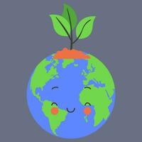 Plantation on Smiling Earth, Ecology and Sustainability Vector Icon for Better Environmental Earth