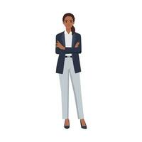 Young businesswoman standing with arms crossed and smiling wearing suit formal clothes. vector