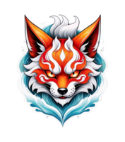 ai generado kitsune mascota, para camiseta diseños Listo a imprimir, logotipos, íconos png