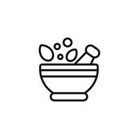 Mortar and pestle icon isolated on white background. Pharmacy icon vector