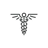 Caduceus medical line icon isolated on white background vector