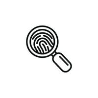 Finger print investigation line icon isolated on white background vector