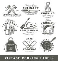 Set of vintage cooking labels vector