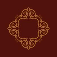 Baroque Design Element or Ornament with gold color on red background vector