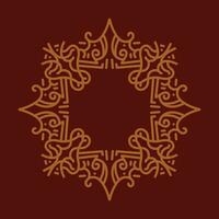 Baroque Design Element or Ornament with gold color on red background vector