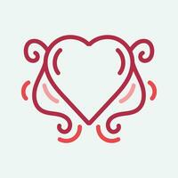 Vector Heart shape frame with vintage style on white background