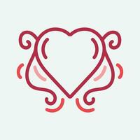 Vector Heart shape frame with vintage style on white background