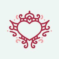 Vector Heart shape frame with vintage style on white background
