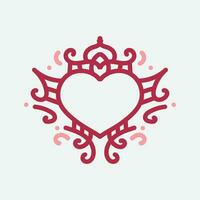 Vector Heart shape frame with vintage style on white background