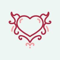 Vector Heart shape frame with vintage style on white background