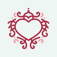 Vector Heart shape frame with vintage style on white background