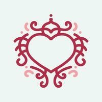 Vector Heart shape frame with vintage style on white background