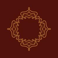 Baroque Design Element or Ornament with gold color on red background vector