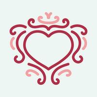 Vector Heart shape frame with vintage style on white background