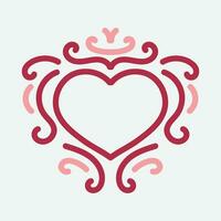 Vector Heart shape frame with vintage style on white background