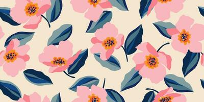 Exotic hand drawn flowers, seamless patterns with floral for fabric, textiles, clothing, wrapping paper, cover, banner, home decor, abstract backgrounds. vector illustration.