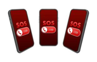 Emergency SOS Alert on Smartphone Screen Vector Illustration, Concept for Urgent Help and Quick Dial Safety Feature