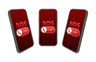 Emergency SOS Alert on Smartphone Screen Vector Illustration, Concept for Urgent Help and Quick Dial Safety Feature