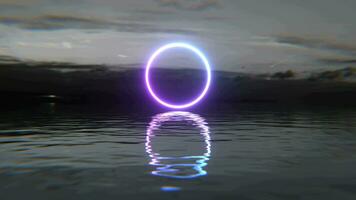 a glowing circle above a monochrome sea for the background profile of a video