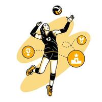 vector ilustración de un vóleibol jugador quien se convirtió el ganador en un competencia