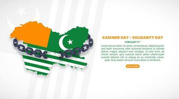 Kashmir Day Solidarity Day background with a flag map and broken chain vector