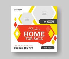 real estate house sale vector social media square banner post design for your business.