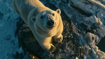 AI generated polar bear looking up in a sunny day free photo
