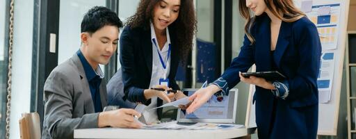 UX developer and ui designer brainstorming about mobile app interface wireframe design with customer breif and color code photo