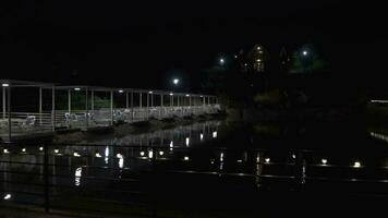 a pier with lights on it at night video