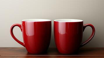 AI generated Couple mug cup red ceramic mockup coffee drink brand marketing photo