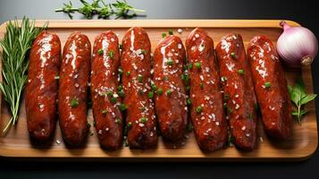 AI generated Sausage barbecue beef meat grilled party dinner photo