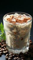 AI generated Ice Fresh horchata with cinnamon in glass photo