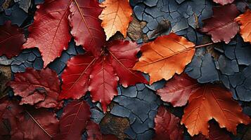 ai generado rojo y naranja otoño ladrar hoja terroso color foto