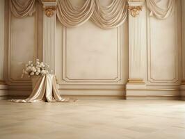 AI generated Luxury wedding ceremony interior wall background and copy space photo